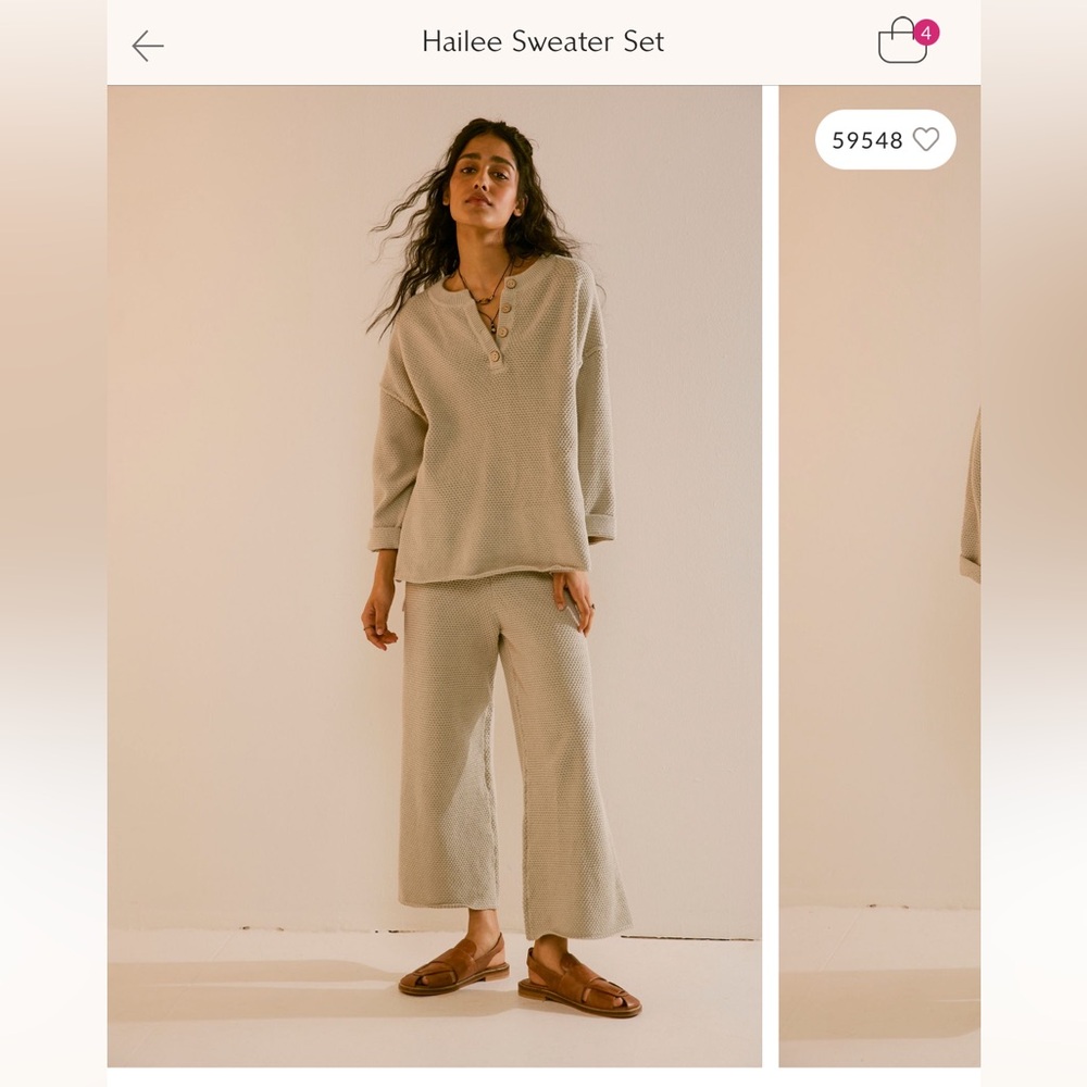 Free People Cream Sweater Set
